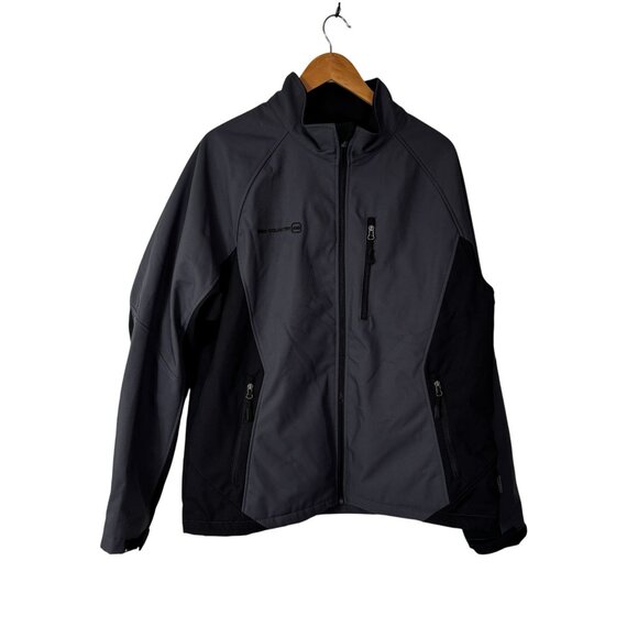 Free Country Mens Softshell Jacket X-Large Black & Gray Full Zip Pockets - Picture 1 of 8
